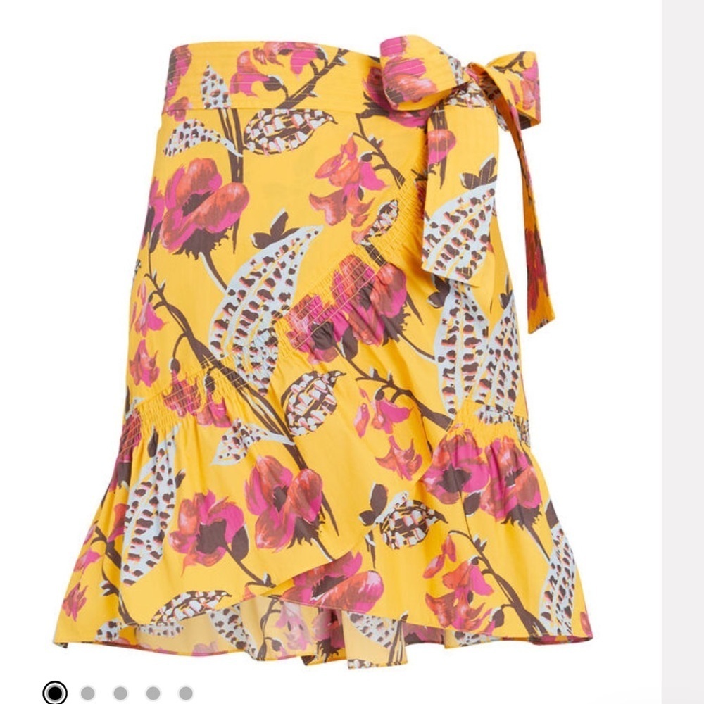 A.L.C. Hampton Floral Mini Wrap Skirt yellow and pink festival bohemian size 0